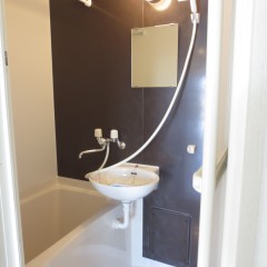 浴室　鏡のある部分のアクセント壁は４種類の色から選べます。